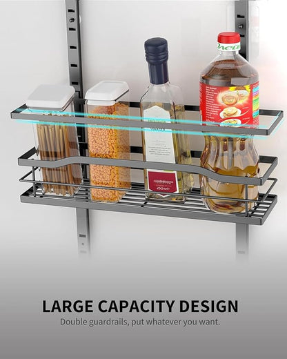 Moforoco 6-Tier Over The Door Pantry Organizer, Pantry Organization and Storage, Black Hanging Basket Cabinet Door Wall Spice Rack Shelves, Home & Kitchen Laundry Room Bathroom Essentials accessories - Image 6