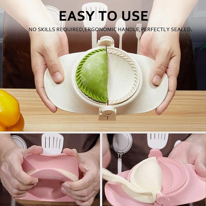 Empanada Maker Press, 5 Inch Extra Large Dumpling Maker Set with Dough Cutter, Dumpling Mold Set for Pierogi, Pastelitos, Calzone, Turnovers, Chinese Dumpling 5"