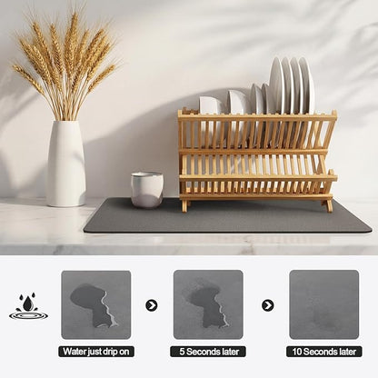 Ecotrim - Dish Drying Mat for Kitchen Counter | Coffee Bar Mat for Countertops | Heat Resistant Drainer Mat with Non-slip Rubber Backed | Hide Stain Kitchen Absorbent Draining Mat | Dark Grey 18"x32" - Image 4