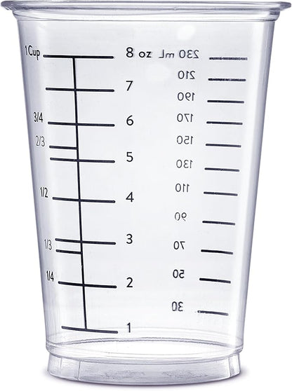 GUSTO 10 oz Clear Plastic Measuring Cups [50 Count] Disposable Multipurpose Cups for Baking, Cooking, Resin & Mixing (Formerly Comfy Package) - Image 2