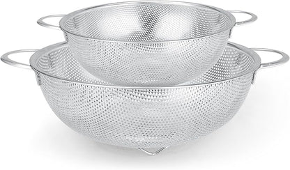 Gulex Stainless Steel Colander and Strainer Set(5-Quart and 3-Quart)，Metal Strainers with Base, Strainer for Kitchen Food, Dishwasher Safe by Gulex