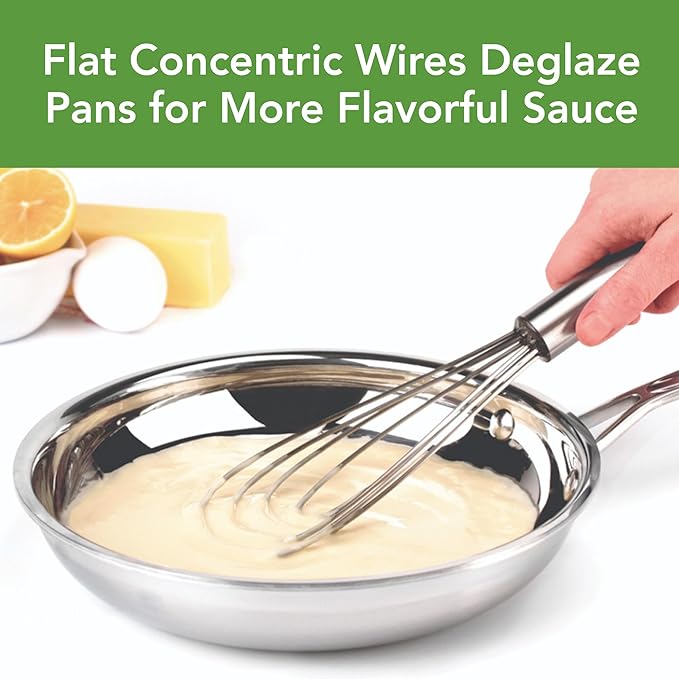 Tovolo Flat Whisk Stainless Steel 10” Gravy Whisk for Sauces Roux Batters, Large Kitchen Classic Dishwasher Safe Flat Bottom Whisker for Cooking Blending Mixing Stirring Whipping Beating Whisking - Image 3
