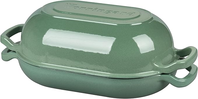VORRINGARD Enameled Cast Iron Sourdough Bread Oven, Dutch Oven, Loaf Cast Iron Bread Pan for Homemade Bread Baking, Meatloaf Pan with Lid, 5QT, Sage Green - Image 6