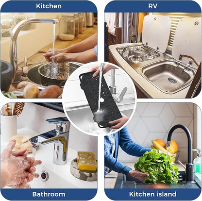 2 Pcs Silicone Faucet Handle Drip Catcher Tray Mat, 2 in 1 Dish Soap Sponge Holder for Kitchen Sink & Sink Splash Guard, Silicone Faucet Mat Drying Mat for Kitchen Sink Accessories, Counter, Bathroom - Image 7