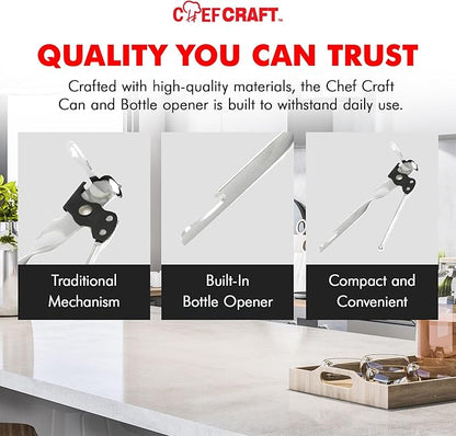 Chef Craft Select Can Opener with Bottle Opener, 7 Inch, Chrome, Nickle Plated - Image 6