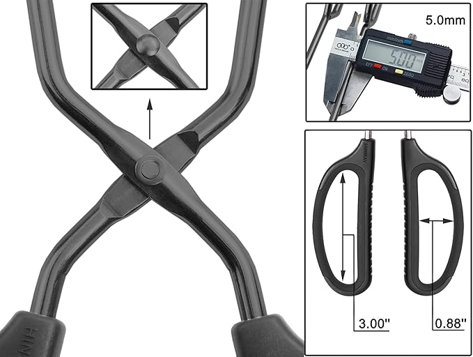 HINMAY 12" Stainless Steel Scissor Tongs with Comfort-Grip Handle (Black) - Image 3