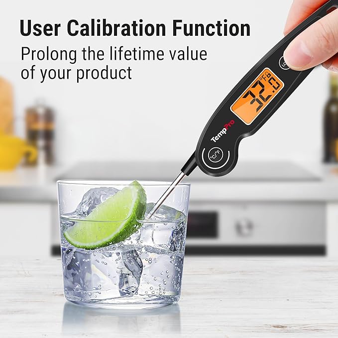 ThermoPro TP605 Instant Read Meat Thermometer for Cooking, Waterproof Digital Food Thermometer with Large Backlit LCD, 180° Foldaway Probe Kitchen Thermometer for Grilling, Smoking & Candy Making - Image 6