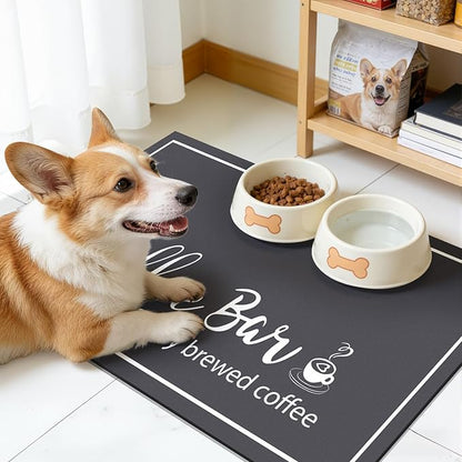 Findosom Dish Drying Mat, 16"x 24" Super Absorbent & Hide Stain Coffee Mat, Cuttable Drying Mat for Kitchen Counter, Coffee Bar Accessories, Under Dish Rack, Coffee Maker, Espresso Machine, DarkGrey - Image 3
