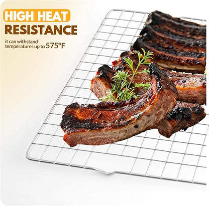 2 PCS Cooling Racks for Cooking and Baking, 15x10 Inches Stainless Steel Cooling Rack, Sheet Pan with Wire Rack for Baking Sheet, Bacon Rack Oven Safe Fits Jelly Roll Sheet Pan - Image 6