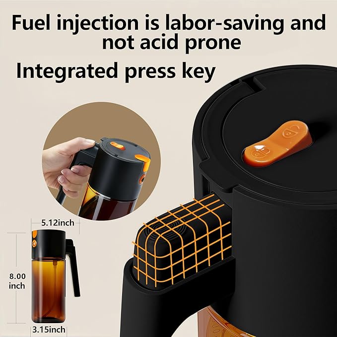 Olive Oil Spray Bottle Dispenser, 2-in-1 Glass Material Kitchen Cooking Oil Sprayer, 17 oz/500 ml Cooking Spray, Glass Spray Bottle with Tipper, Food Grade Spray for Kitchen, Salad, Frying, Barbecue - Image 3