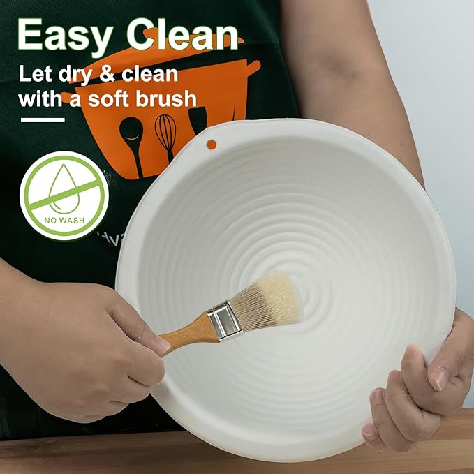 9 Inch Pulp Sourdough Banneton Bread Proofing Basket with 2 Liners, Round Pulp Banneton Bread Proofing Supplies, Reusable Sugarcane Fiber Cold Fermentation Basket Bowl for Homemade Baker Starter - Image 6