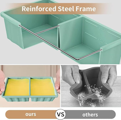 Silicone Freezer Tray for Soup Ice Cubes: 2-Cup Freezing Tray with Lid for Meal Prep - 2Pack Silicon Soup Portion Freeze Trays Make Stock Souped Ice Cube - Image 5