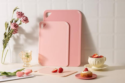 THETCHRY Plastic Cutting Board Set, Pink Cutting Board with Non-slip, Cutting Board for Kitchen Set of 3, Dishwasher Safe, BPA Free, Reversible, with Grip Handle, Pink - Image 9