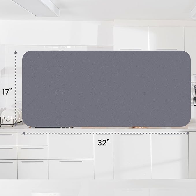 WISELIFE Dish Drying Mat Super Absorbent Drying Mat Large Dish Drying Mats for Kitchen Counter Easy Clean Dish Mat Kitchen Drying Mat18"x 32" Classic Grey - Image 3