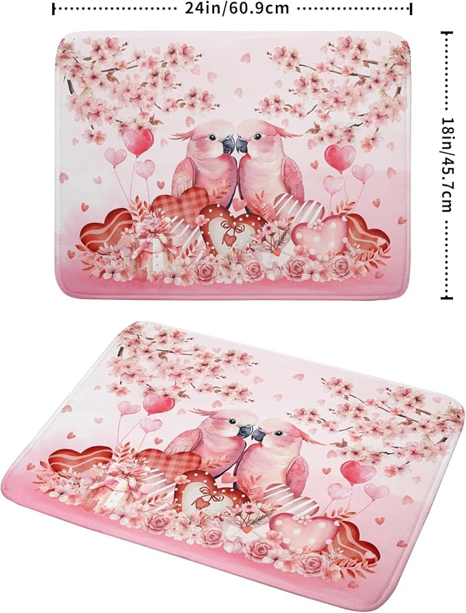 Red Bird Dish Drying Mat Large Absorbent Microfiber Dish Drying Pad for Lover Holiday Decor - Image 2