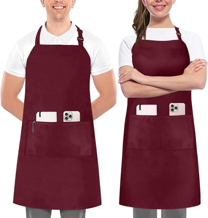 Utopia Kitchen 2 Pack Bib Apron, Adjustable with 2 Pockets, Water and Oil Resistant, Cooking Kitchen Chef Apron for Women Men by UTOPIAKITCHEN