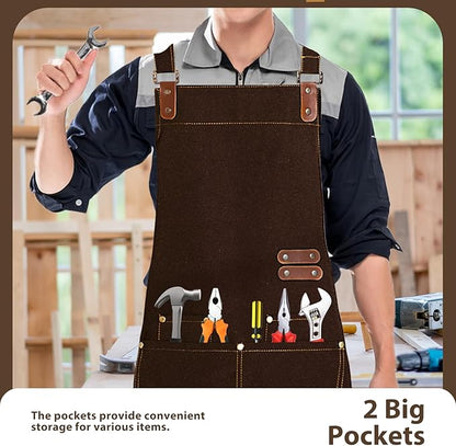 Apron for Men Women, Chef Apron with Adjustable Neck Strap, Heavy Duty Apron with Pockets, for Cooking, Gardening - Image 4