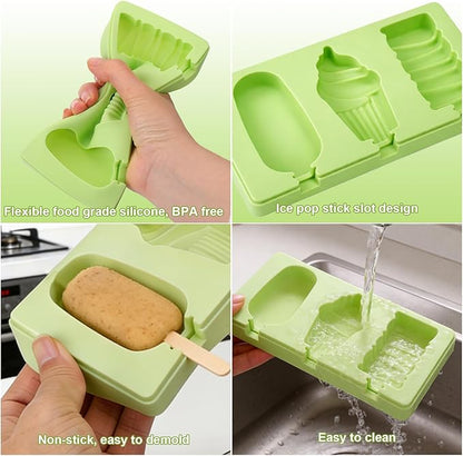 Juome Cake Pop Mold Kit, 2 Pack 6 Cavities Cakesicle Molds Silicone with 100 Wooden Sticks & 100 Packaging Bags with Ties, Cake Pop Maker Supplies Accessories, Baking Tools for Home Baking Desserts - Image 8
