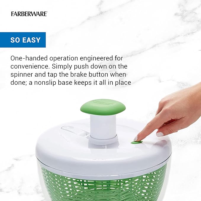 Farberware Small Pro Salad Spinner, 3.16 Qt Lettuce Spinner with Pump Mechanism, Colander Basket and Non-Slip Base - Compact Fruit Washer Spinner Bowl for Singles and Couples - Image 4