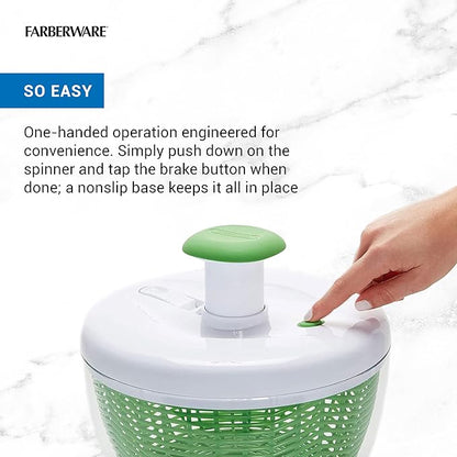 Farberware Small Pro Salad Spinner, 3.16 Qt Lettuce Spinner with Pump Mechanism, Colander Basket and Non-Slip Base - Compact Fruit Washer Spinner Bowl for Singles and Couples - Image 4