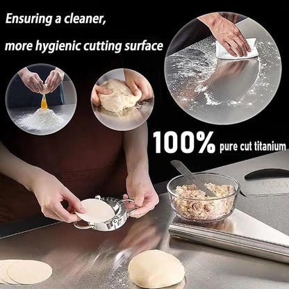 100% Pure Titanium Cutting Board Set of 3, Double-Sided Titanium Cutting Boards for Kitchen Dishwasher Safe, Food-Grade Metal Chopping Board Mat for Fruit, Meat & Outdoor BBQ Party (S+M+L)
