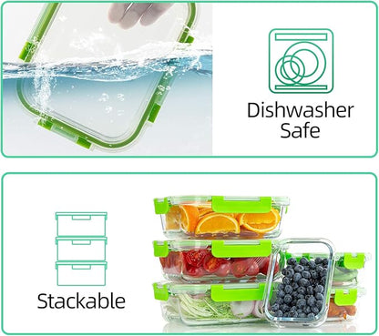 C CREST Glass Containers for Food Storage with Lids, [10-Pack] Meal Prep Containers for Kitchen, Home Use, BPA Free - Image 4