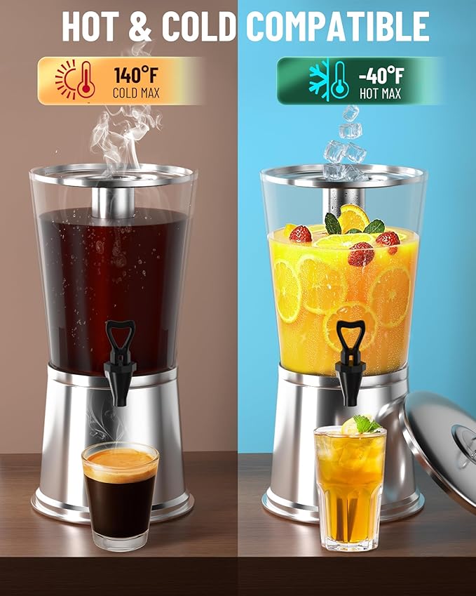 WantJoin Beverage Dispenser With Stand, Drink Dispenser for Party, Stainless Steel Water Dispenser with Ice Core, Spigot, Drink Jar Jug For Home Parties Lemonade, Clear Acrylic, 2-GALLONS 8 Liters - Image 8