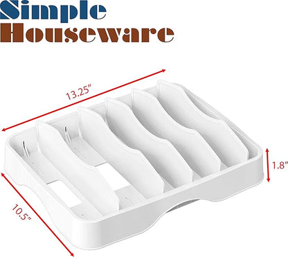Simple Houseware Food Container Lids Storage Organizer with Adjustable Dividers, 13''x10'', White - Image 8