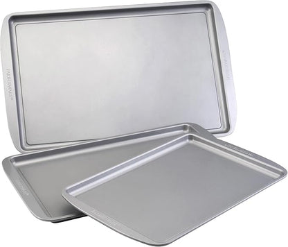 Farberware Nonstick Bakeware 3-Piece Cookie Pan Set, Gray by Farberware