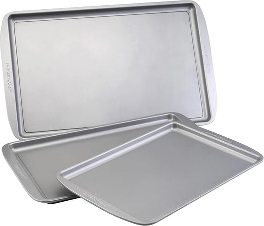 Farberware Nonstick Bakeware 3-Piece Cookie Pan Set, Gray by Farberware