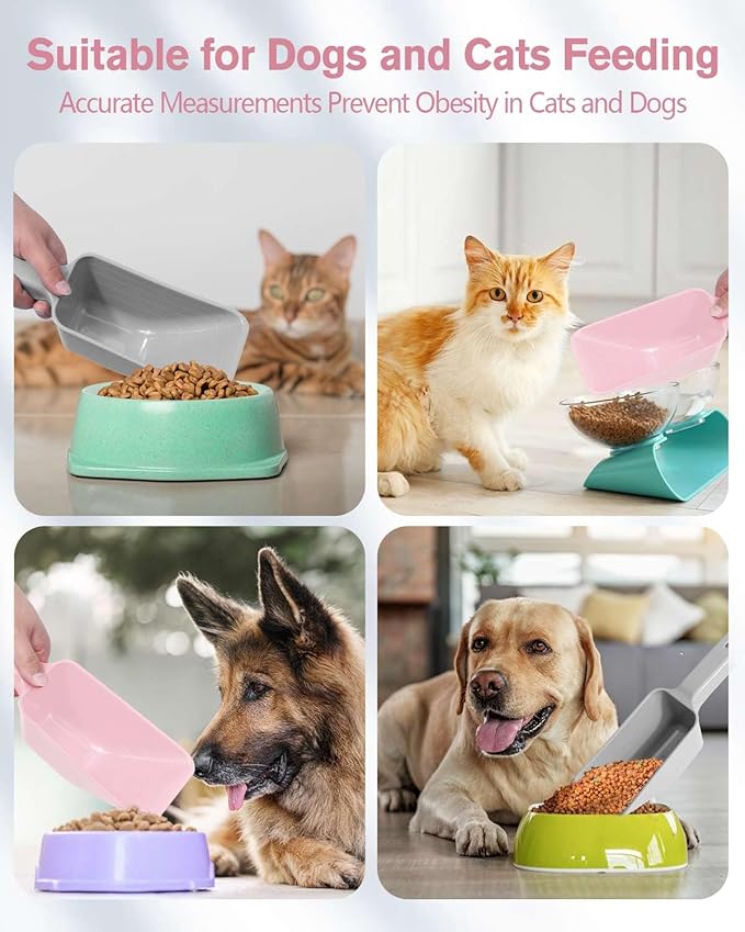 2 Cup Dog Food Scoop(2 Pack), Plastic Pet Food Scoop with Measuring Lines for Accurate Pet Food Portions,Dishwasher Safe (Grey and Pink) - Image 6