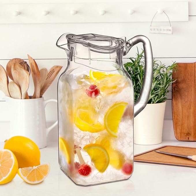 Amazing Abby - Quadly - Plastic Pitcher (64 oz, 2 Quart), Clear Water Pitcher with Lid, Fridge Jug, BPA-Free, Shatter-Proof, Great for Iced Tea, Sangria, Lemonade, Juice, Milk, and More - Image 3