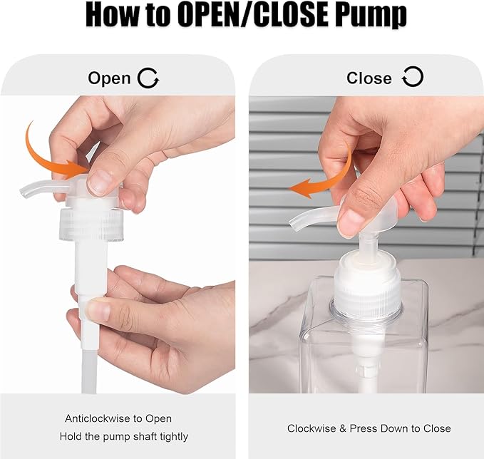 Pump Bottle, Refillable Plastic Empty Lotion Soap Dispenser Liquid Container for Bathroom Shampoo and Body Wash, 8.4oz/250ml White 2 Pack