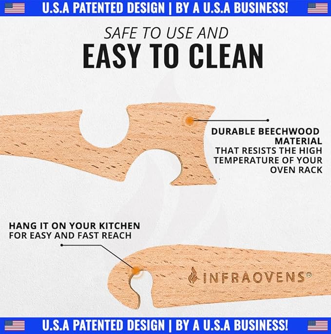 Wooden Oven Rack Puller Stick, Push Pull Tool with Longer Handle Ideal for Kitchen Oven, Convection and Toaster Ovens, Air Fryer and Small Kitchen Appliances by INFRAOVENS - Image 5