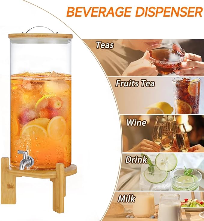 Beverage Dispenser,2.9 Gallon Glass Drink Dispenser with Stand,Glass water dispenser with Spigot, Large Drink Dispensers for Parties,Water Dispensers for Bar,Wedding,Restaurants 11L - Image 5