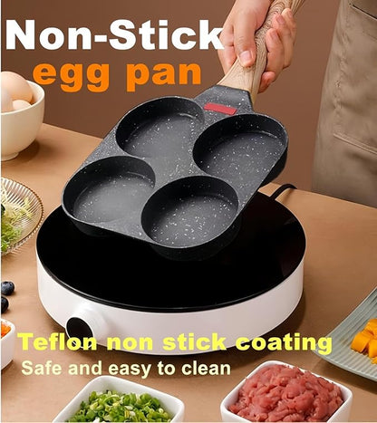 HUPECHAM Egg Pan With Lid 4-Cup Nonstick, and Healthy Granite Egg Frying Pan, Versatile Breakfast Skillet for Eggs, Pancakes, Plett, Crepes, Compatible with Gas Stove and Induction Cooktop - Image 6