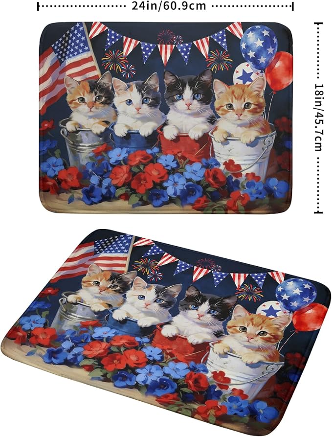 4th of July Drying Mat for Kitchen Counter 18 X 24 in Patriotic Printed Dish Drying Pad - Image 2