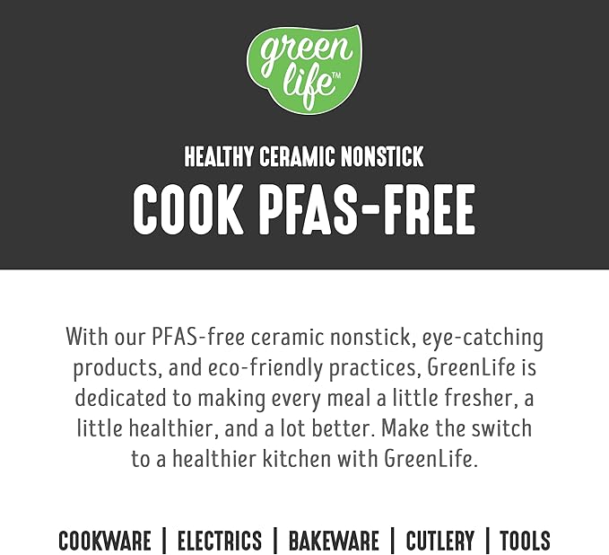GreenLife 2.5QT Nonstick Saucepan with Glass Lid, Soft Grip, PFAS-Free Ceramic, Multipurpose Chef Pan, Milk & Sauce Cooking Pot, Dishwasher & Oven Safe to 350˚F, Stay-Cool Handle, Black - Image 8