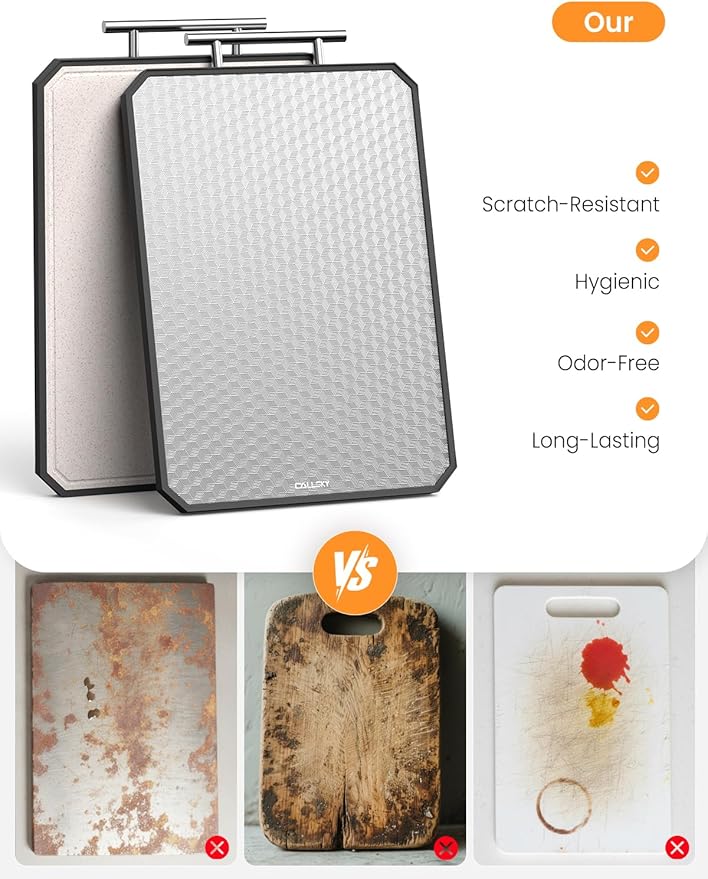 Cutting Board for Kitchen, Non Toxic Titanium Cutting Board, Double-Sided Metal Chopping Board with Juice Groove, Cutting Boards for Meat, Vegetables and Fruits, Dishwasher Safe Large 16”×11” - Image 5