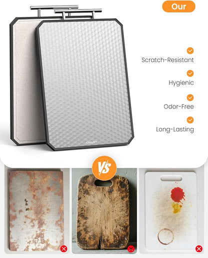 Cutting Board for Kitchen, Non Toxic Titanium Cutting Board, Double-Sided Metal Chopping Board with Juice Groove, Cutting Boards for Meat, Vegetables and Fruits, Dishwasher Safe Large 16”×11” - Image 5
