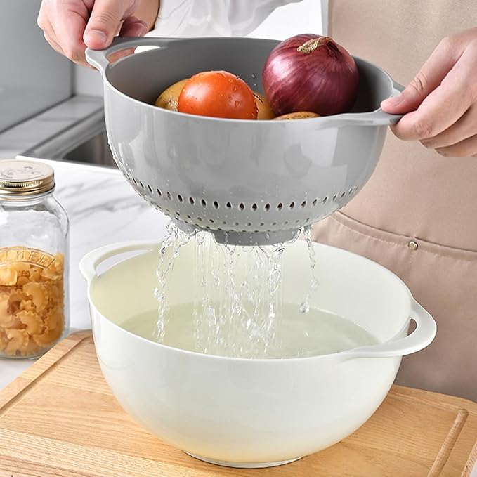 Plastic Mixing Bowls Set 8/10 PCS with Measuring Spoon, Colorful Serving Bowls for Kitchen, Ideal for Baking, Prepping, Nesting Bowls for Space Saving Storage (Pebble) - Image 6