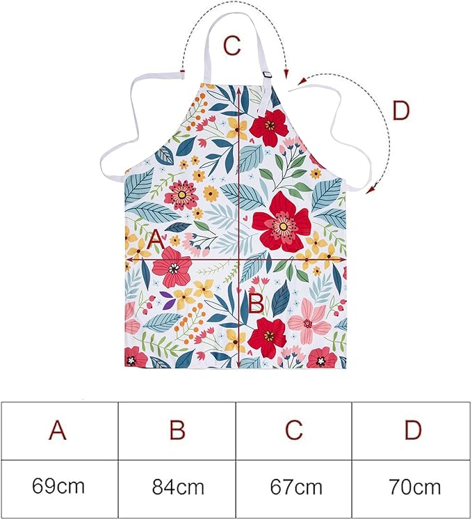 8 Pcs Kitchen Stuff Accessories Include 5 Cute Wooden Spoons & 1 Floral Kitchen Oven Mitts & 1 Pot Holders & 1 Kitchen Apron,Gifts for Women