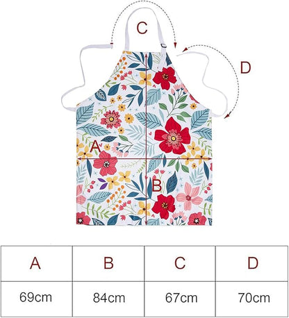 8 Pcs Kitchen Stuff Accessories Include 5 Cute Wooden Spoons & 1 Floral Kitchen Oven Mitts & 1 Pot Holders & 1 Kitchen Apron,Gifts for Women