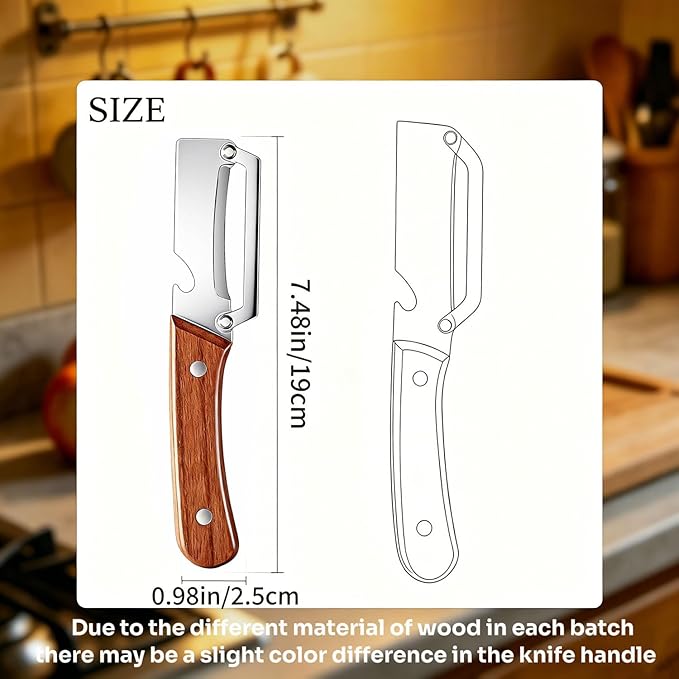 Multi Functional Vegetable Peeler for Kitchen, with Bottle Opener and Wooden Handle, 2-in-1 Stainless Steel Kitchen Tool for Fruit Potato Pumpkin(1P- 2 in 1) - Image 6