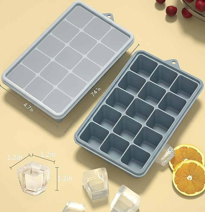 Silicone Ice Cube Tray with No-Spill Lid for Freezer, Easy Release Silicone Ice Trays with Cover, Compact for Kitchen, RV Freezer, Nice Ice for Coffee,Cocktail, Whiskey. - Image 4