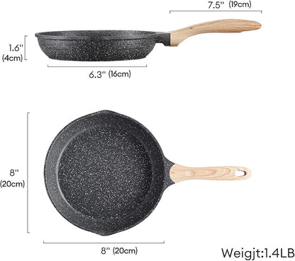 JEETEE Nonstick Frying Pans Skillet with Lid, 8" Non-Stick Frying pan, Aluminum Pans with Bakelite Handle, Compatible with All Stovetops (Gas, Electric & Induction) - Image 6