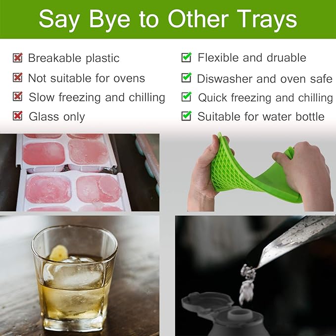 Silicone Mini Ice Cube Trays 2 Pack, 160 Small Ice Cube Molds Easy Release Crushed Ice Cube for Chilling Whiskey Cocktail, BPA Free Flexible Stackable and Durable Soft Mold Storage Containers (Green) - Image 4
