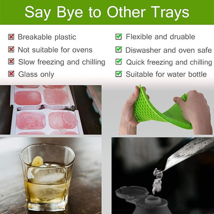 Silicone Mini Ice Cube Trays 2 Pack, 160 Small Ice Cube Molds Easy Release Crushed Ice Cube for Chilling Whiskey Cocktail, BPA Free Flexible Stackable and Durable Soft Mold Storage Containers (Green) - Image 4