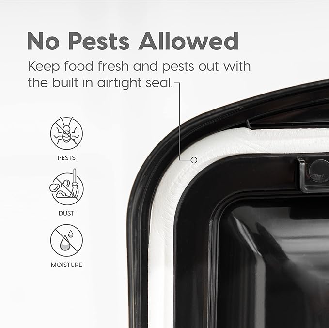 IRIS USA Airtight Dog Food Storage Container, WeatherPro, Up to 10 lbs, for Dog Cat Bird and Other Pet Food Storage Bin, Keep Fresh, Translucent Body, Made in USA, Clear/Black - Image 4