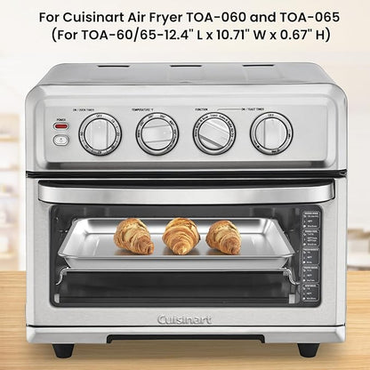 Half Baking Sheet Pan, 12.4"x11" Stainless Steel Air Fryer Tray Replacement for Cuisinart Air Fryer TOA-060 TOA-065 Bakeware Oven Tray Accessories, NonStick Baking Trays for Oven Cooking and Broiling